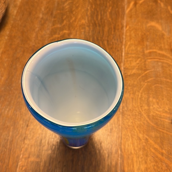 Contemporary Murano Style Vase in Cerulean Ocean Blue 5x11.5” - Picture 3 of 5